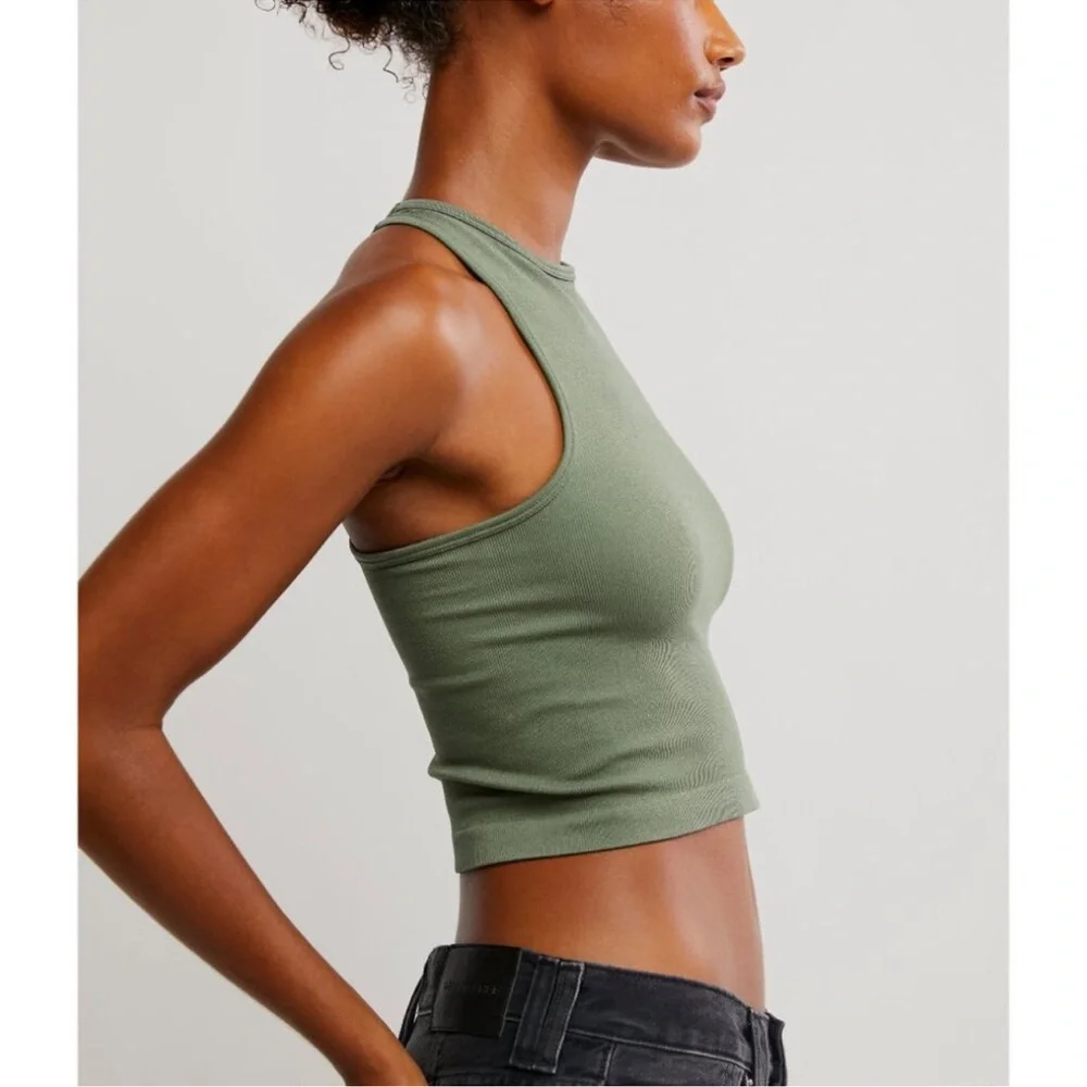 Free People Olive Green Crop Top